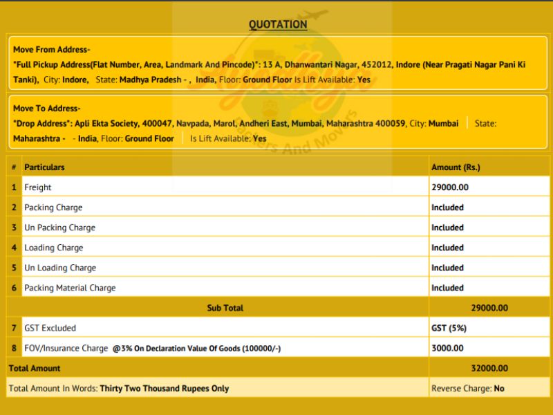 Official Quotation Sample